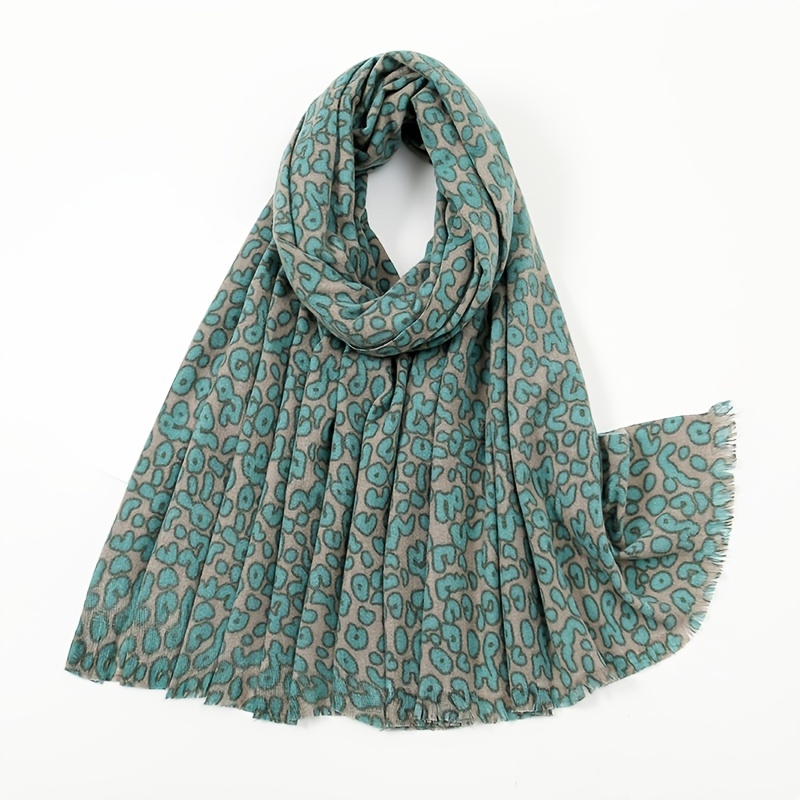 Leopard Print Short Tassel Scarf Warm Shawl