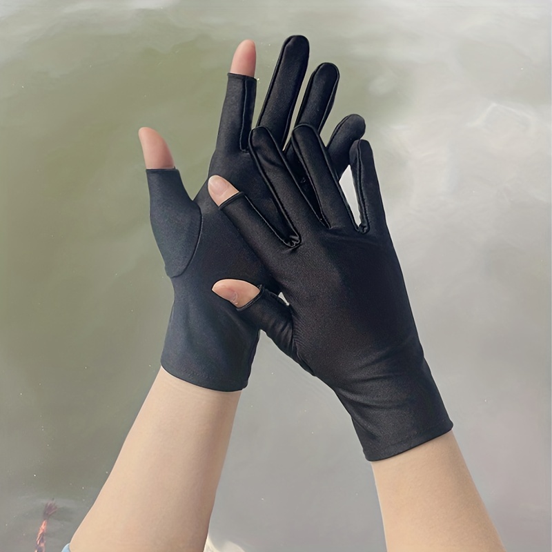 Fingerless Elastic Sun Protection Gloves Solid Color Unisex - Temu