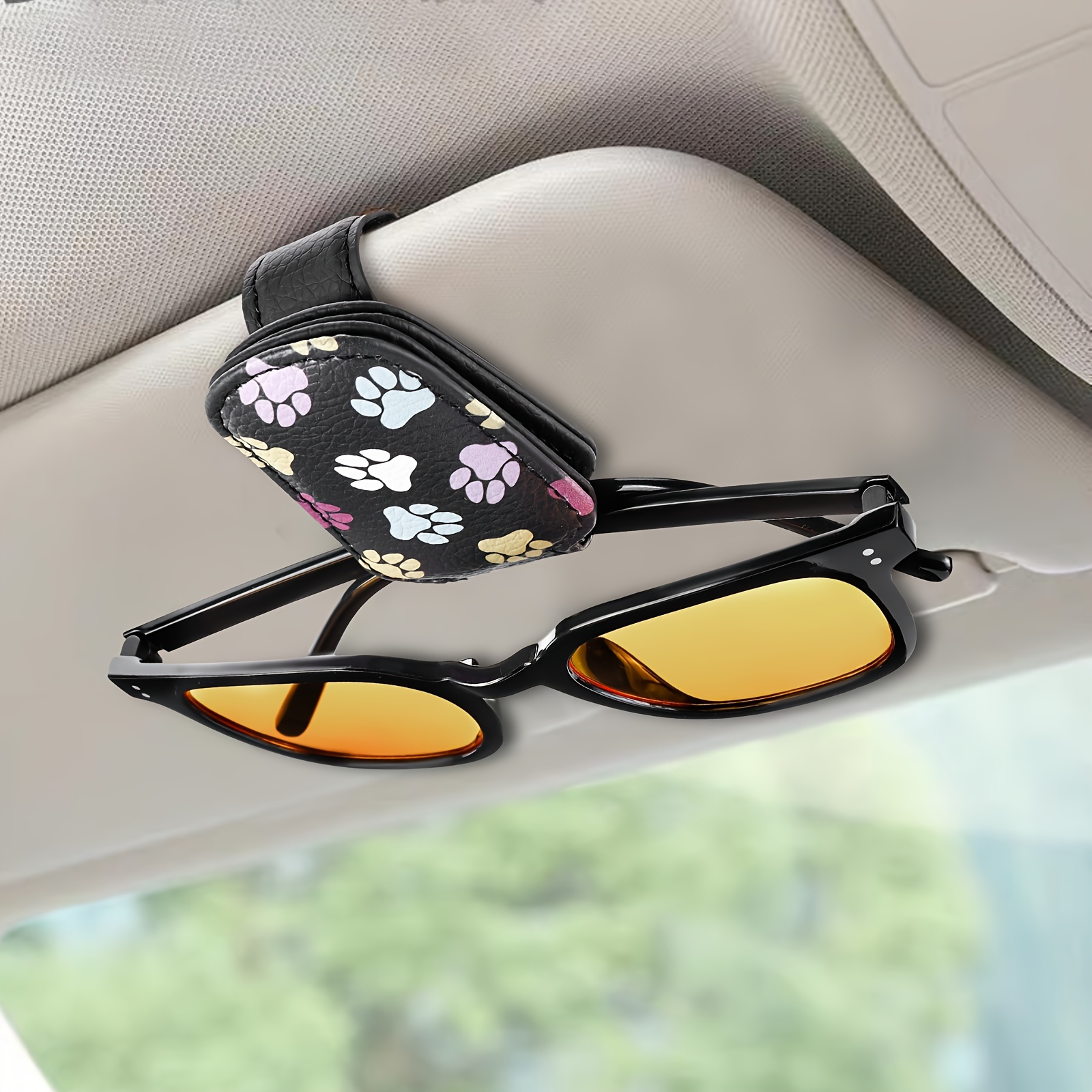 

1pc Cute Little Paws Sunglasses Holders For Car, Magnetic Faux Leather Sunglasses Clip For Car Sun Visor, Car Interior Accessories