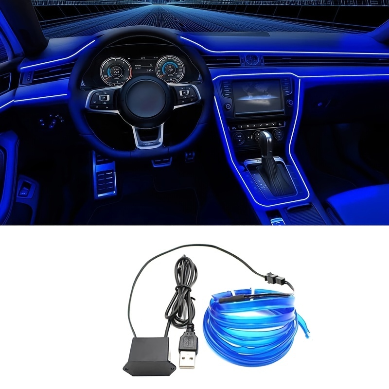 Blue Led Car Interior Lighting Strip Auto Led Strip Garland - Temu