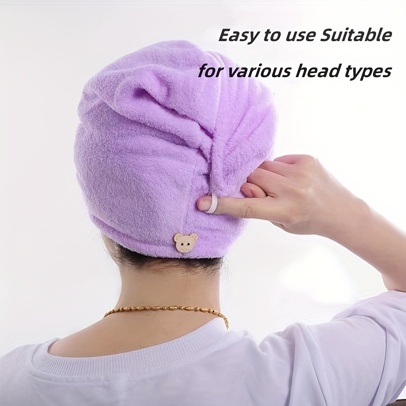 

1pc Soft Hair Drying Cap, Coral Fleece Thickened Hair Towel For Bathroom, Women's Super Absorbent Quick-drying Shower Cap, Bathroom Accessories