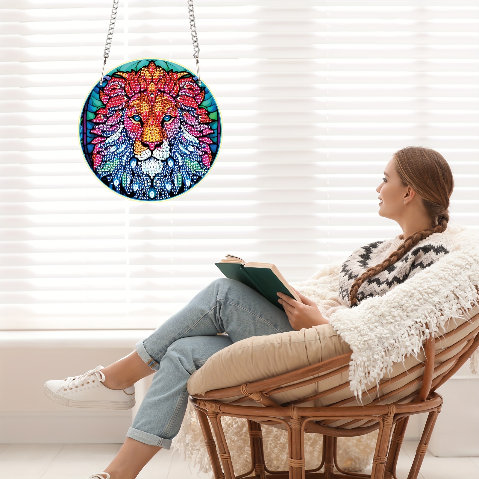 Round DIY Diamond Painting Ornaments Acrylic Diamond Art Hanging Pendant Diamond  Painting Hanging Sign Crystal Painting Ornament