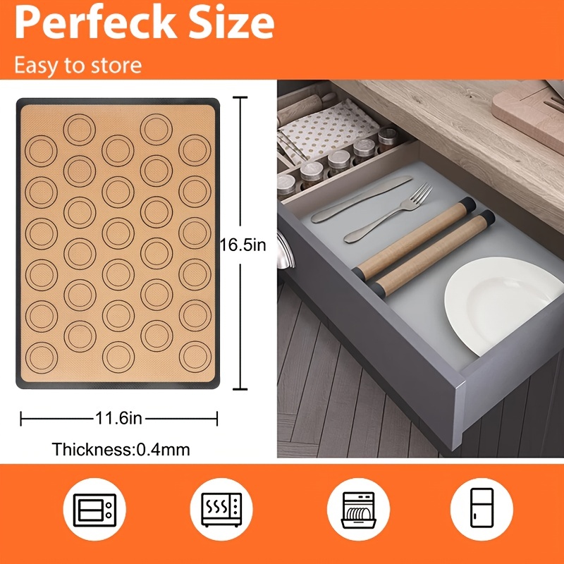 Silicone Macaron Baking Mat - Full Sheet Size (Thick & Large 16.5