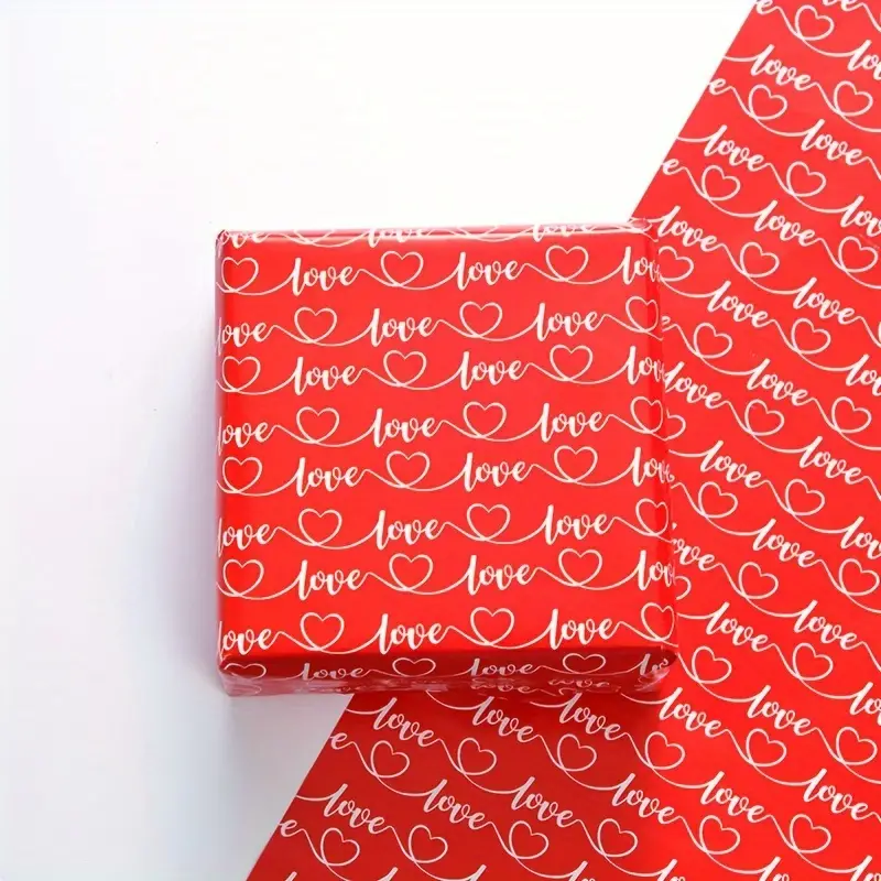 4 Feuilles, Papier D'emballage Cadeau En Forme De Coeur Pour La