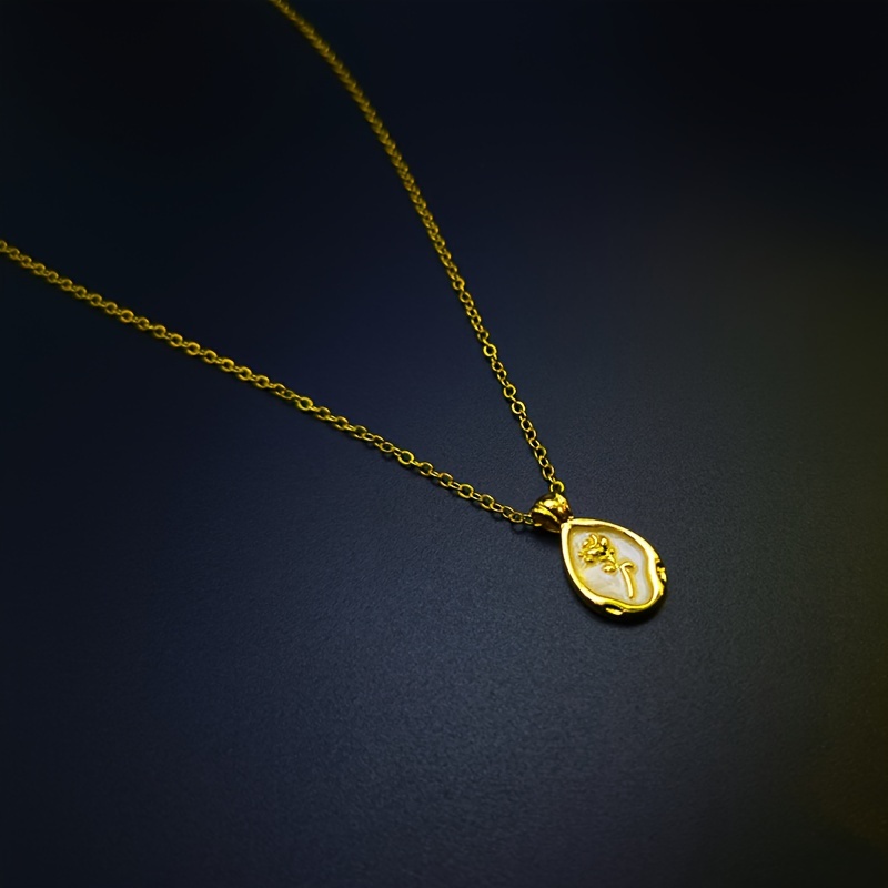 Women's Rose Oval Pendant Necklace, K Plated Bridal Wedding Gift