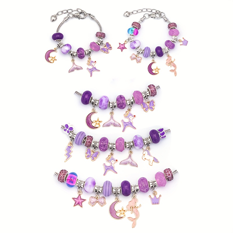 Colorful Charm Bracelet Making Kit Metal Beads Diy Bracelets - Temu