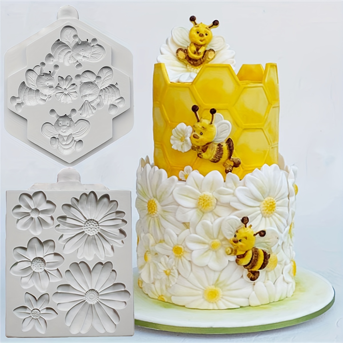 

1pc Bees & Blossoms Silicone Mold Fondant Mould Cake Decor Tool Chocolate Gumpaste Molds, Sugarcraft, Kitchen Gadget