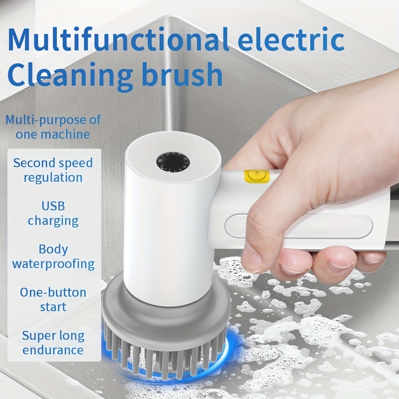  Handheld Electric Spin Scrubber, with 4 Replaceable