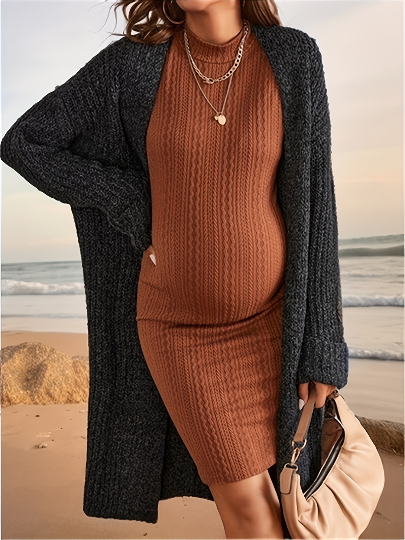 Pregnant Women's Maternity Elegant Knitted High Elastic - Temu