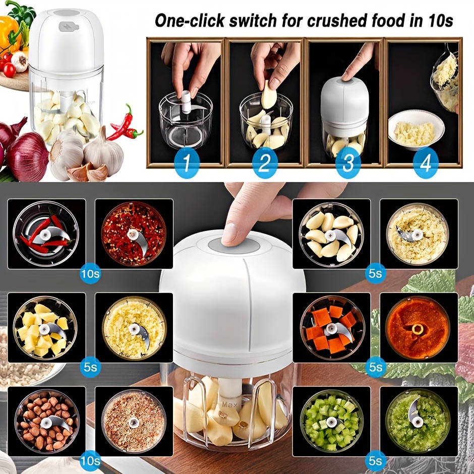 2023 New Upgrade Smart Electric Mini Food Garlic Vegetable Chopper Meat  Grinder Crusher Press for Nut Fruit Rechargeable Onion Multi-function ZPG –  the best products in the Joom Geek online store