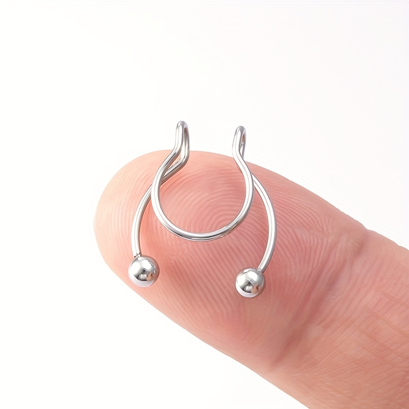 Alloy Inlaid Rhinestone Fake Nose Ring Fake Piercing Septum - Temu