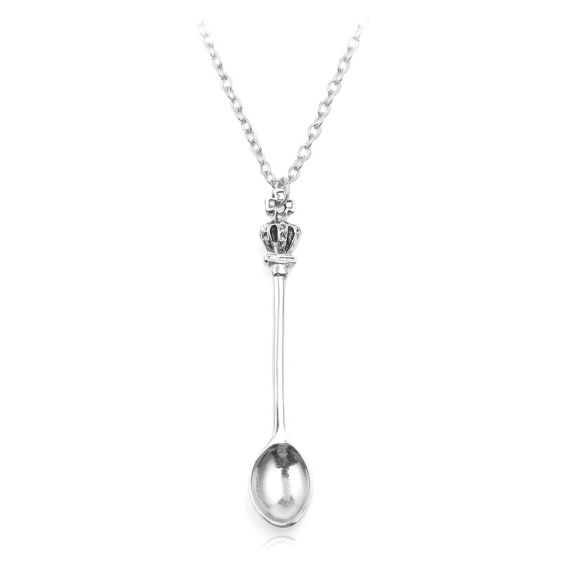 Creative Crown Mini Tea Spoon Pendant Necklace
