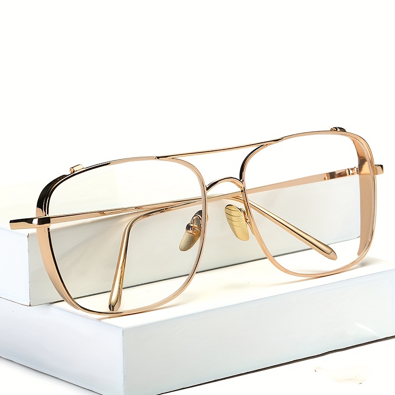 Gafas Con Lentes Transparentes De Doble Puente, Gafas Ligeras De Aviador  Con Marco De Metal * Para Mujeres Y Hombres