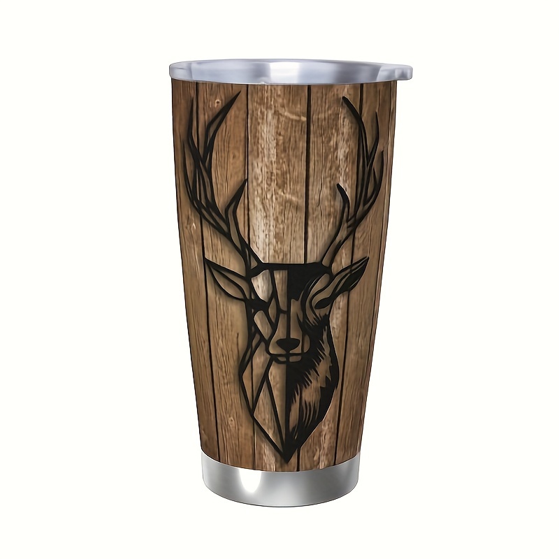 Deer head wood grain tumbler