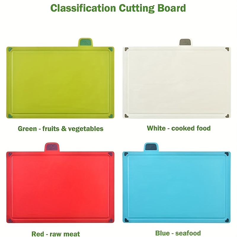 Plastic Cutting Board Chopping Board Set of 4 with Storage Stand