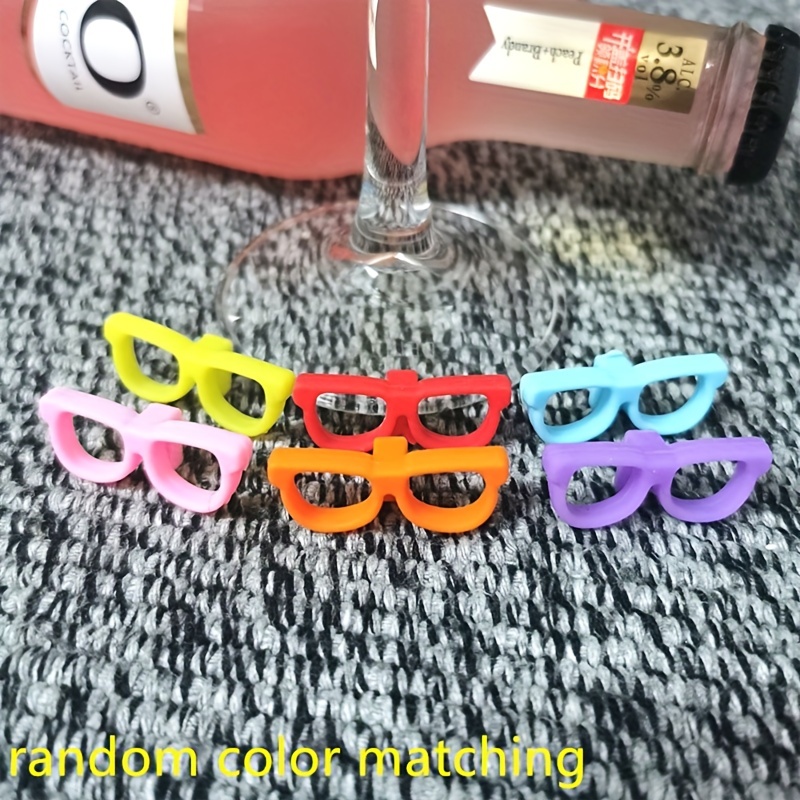 6 Pièces Lunettes Marqueurs à Boisson en Silicone, Identificateur