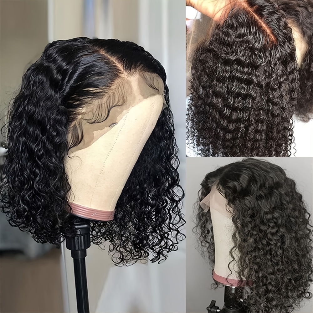 Short Cut Deep Wave Bob Human Hair Wigs Brazilian Deep Curly Bob Lace Front  Wigs