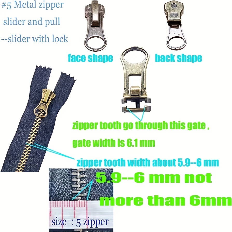 Fix Zip Puller Zipper Fix Pull Repair Kit 5 Pieces Instant Slider  Replacement
