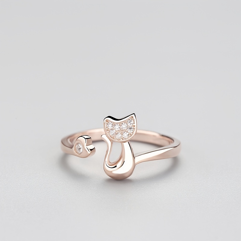 Cat Kitten Open Ring, 18K Plated