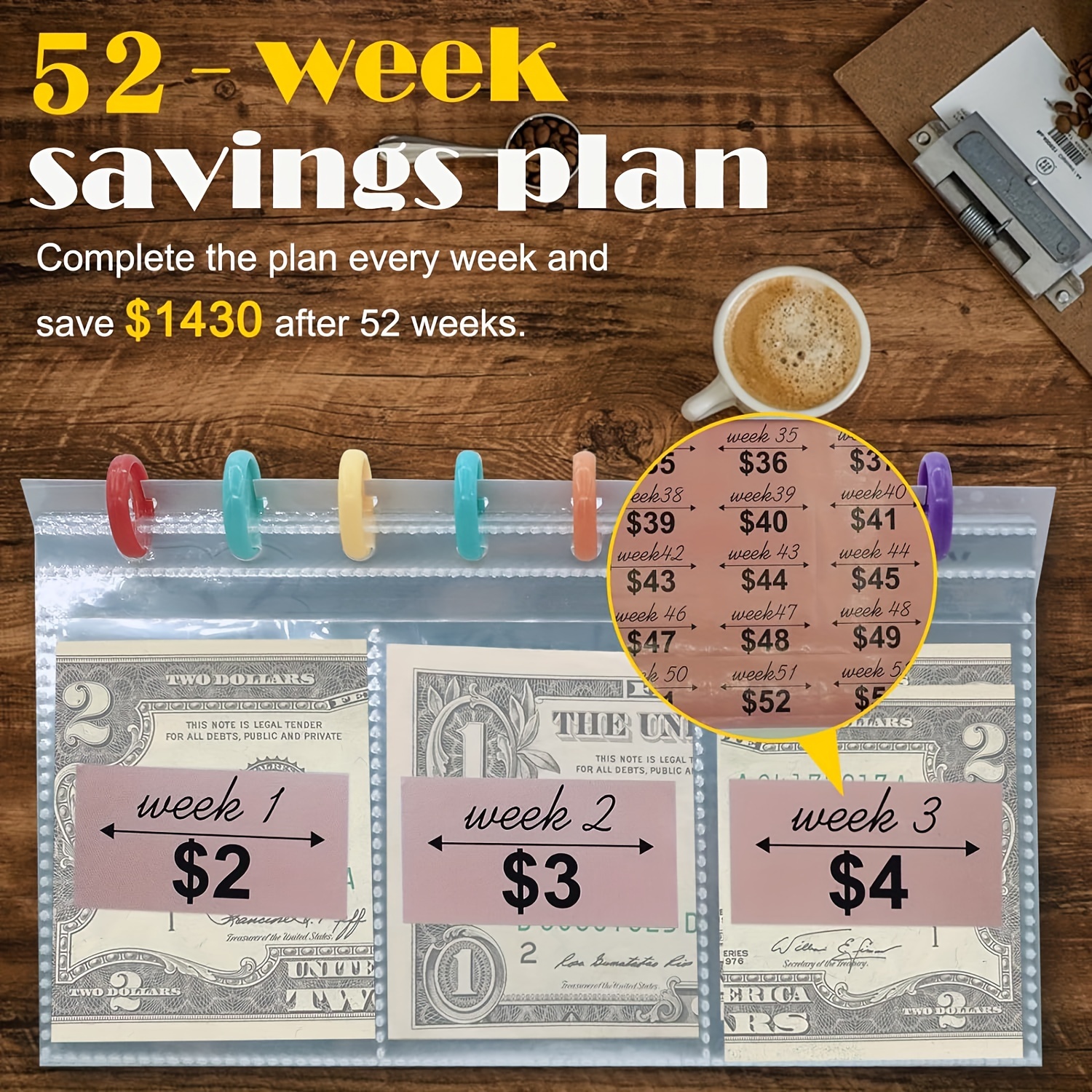 défi d'économie d'argent 52 semaines | Budget Planner Défi d'épargne |  Classeur livre nouveau budget 2023 avec enveloppes trésorerie | Classeur  pour