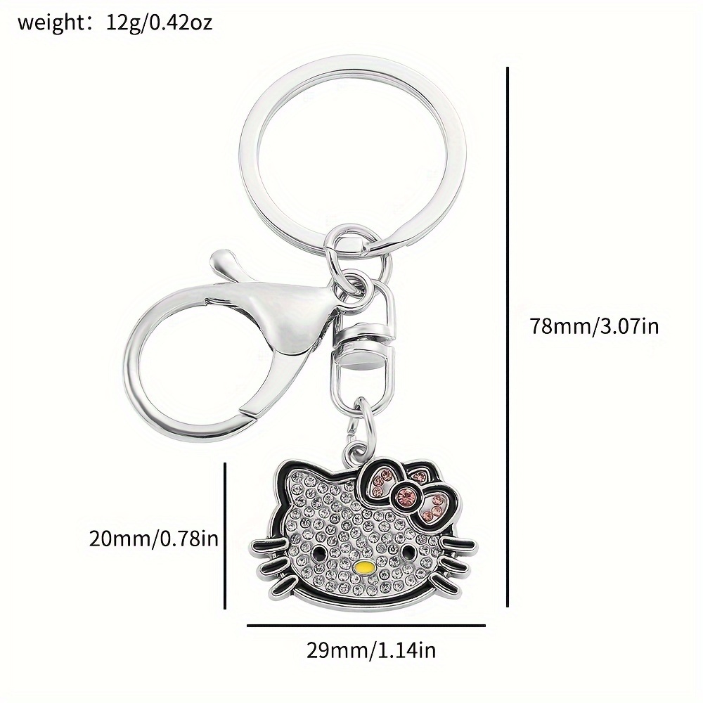 Miniso Hello Kitty Rhinestone Decor Keychain, Trendy Key Chain Charms, Perfect Bag Decor Pendant,Temu