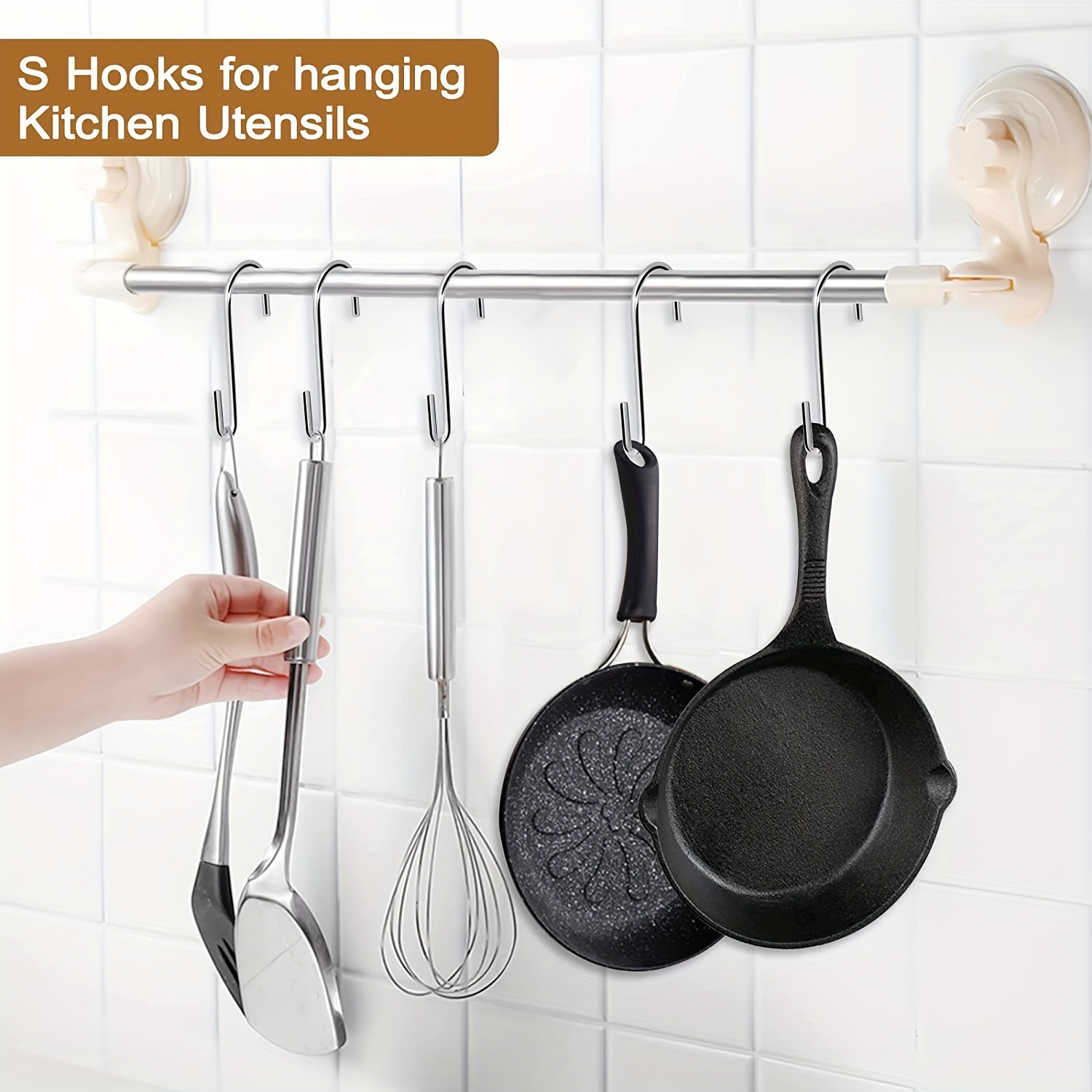 10/20/30/50pcs Heavy Duty S Hooks Pan Pot Holder Rack Hooks Hanging Hangers  S Shaped Hooks For Kitchenware Pots Utensils Clothes Bags Towels Plants S