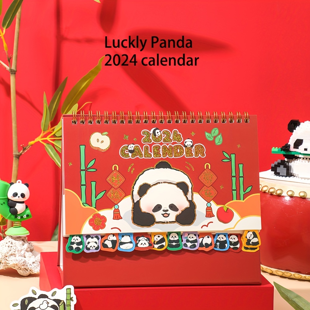 2024 Cute Panda Desk Calendar Daily Plan Arrangement Monthly - Temu