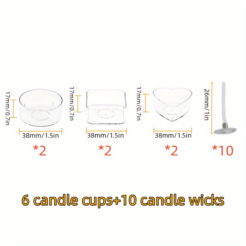 Homemade Candle Kit Includes 10pcs Candle Cups & 100pcs Candle Wicks Candle  Making DIY Kit Clear Tealight Candle Holder Cup 