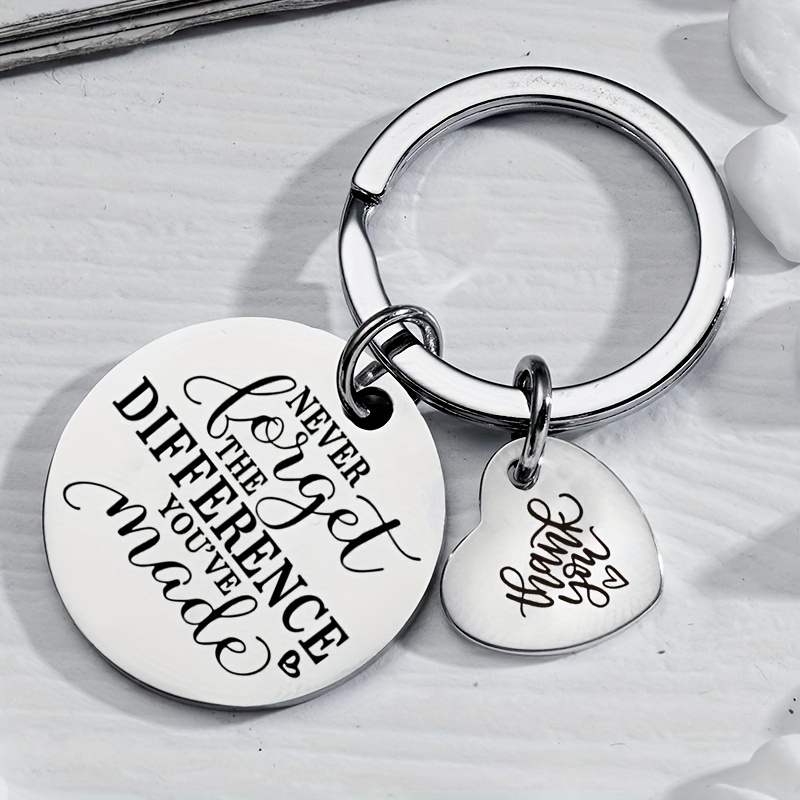 1pc Inspirational Keychain, Quote Engraved Round Stainless Steel Keyring for Men, Birthday Christmas Anniversary Thanksgiving Day Gift,Temu