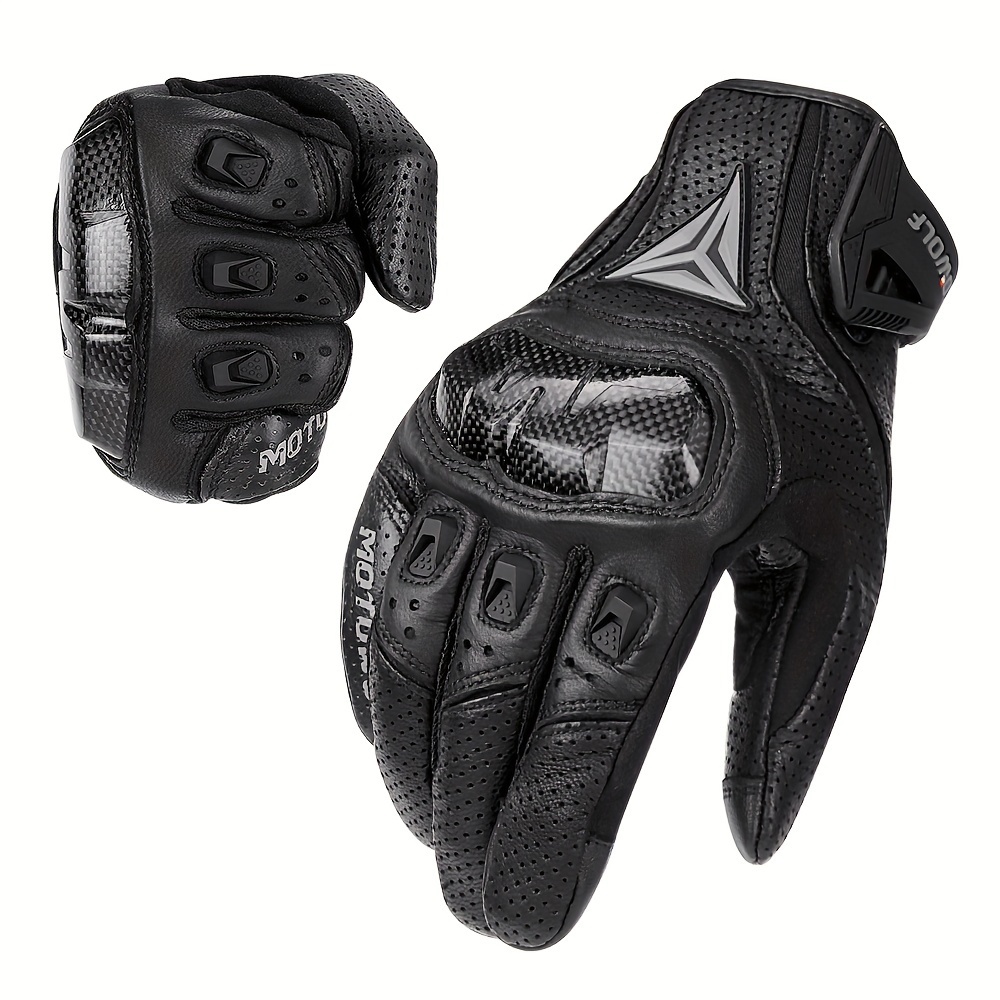 

Motorcycle Gloves Cowhide Leather Hook Loop Moto Motorbike Motocross Gloves Anti-slip Protective Gear