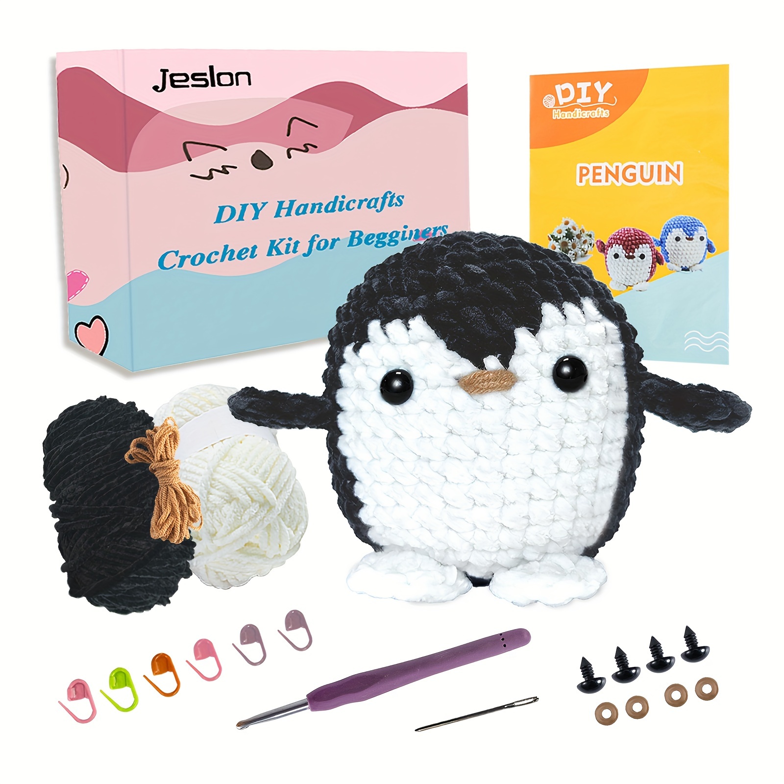 Beginners Crochet Kit with Easy Peasy Yarn, Crochet Kit for Complete  Beginners with Step-by-Step Video Tutorials, Pierre The Penguin