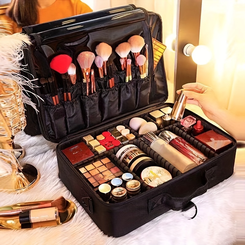Portable Makeup Organizer Cosmetics Storage Box Leather - Temu