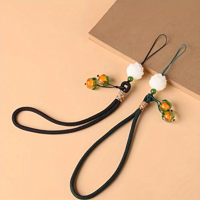 Persimmon Lotus Flower Decor Mobile Phone Pendant Wrist - Temu