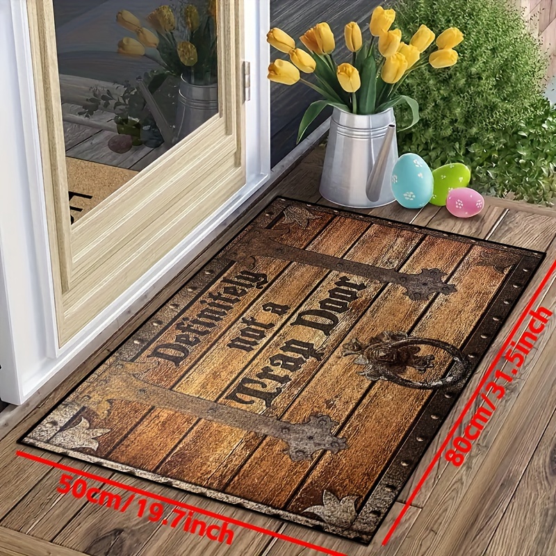 Wooden Box Trap Print Doormat, Dirt Resistant Rug, Low Pile Indoor