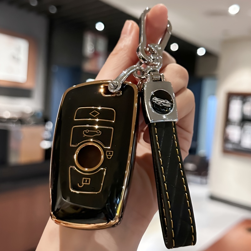 Porte-clés en cuir noir en métal pour hommes Porte-clés porte-clés en cuir  véritable