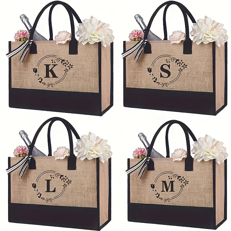 Flower Letter Print Tote Bag Wedding Birthday Party Gift Bag - Temu