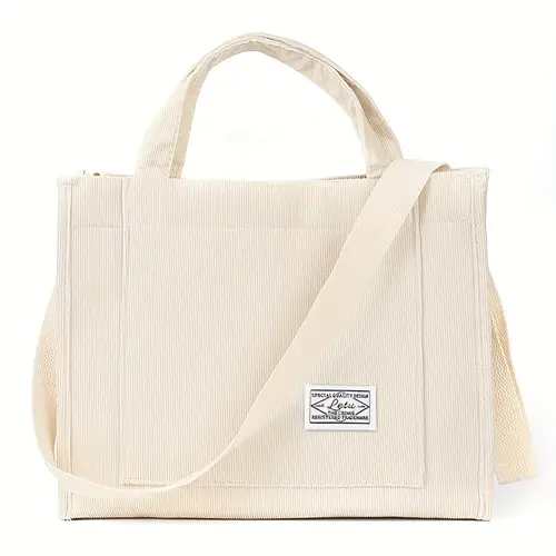 Women's Corduroy Handbag Simple Striped Shoulder Bag For - Temu