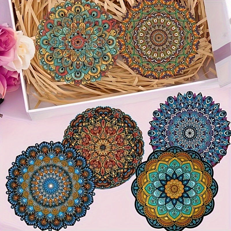 

6pcs Mandala Flower Coaster Heat Insulation Mat Coaster Anti-scalding Dining Table Mat Pad Plate Coaster, Drink Coaster, Non-slip Placemat