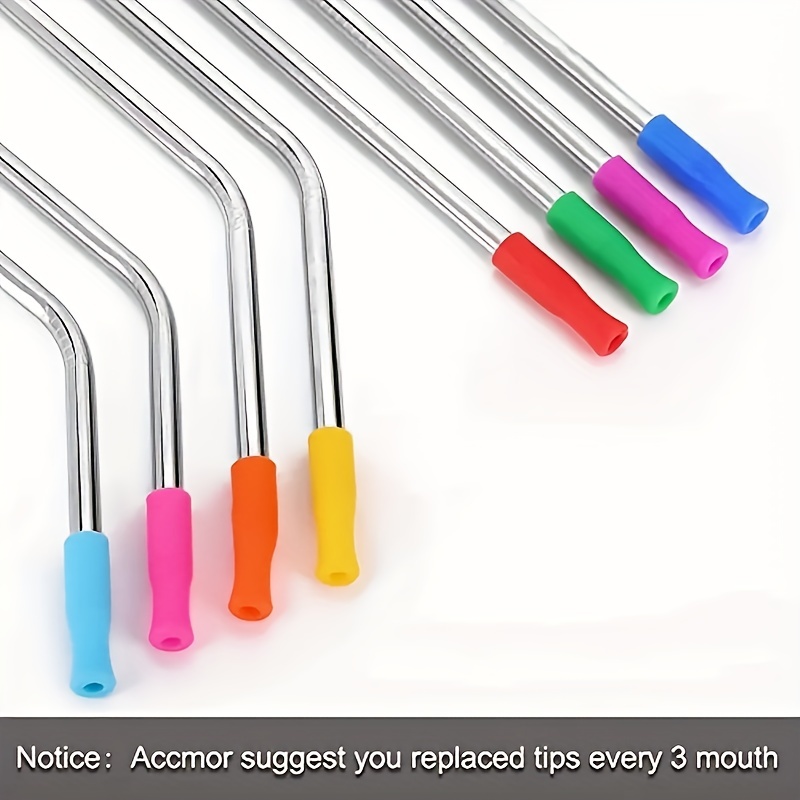 Silicone Straw Straw Tips Multicolored Food Grade Silicone From