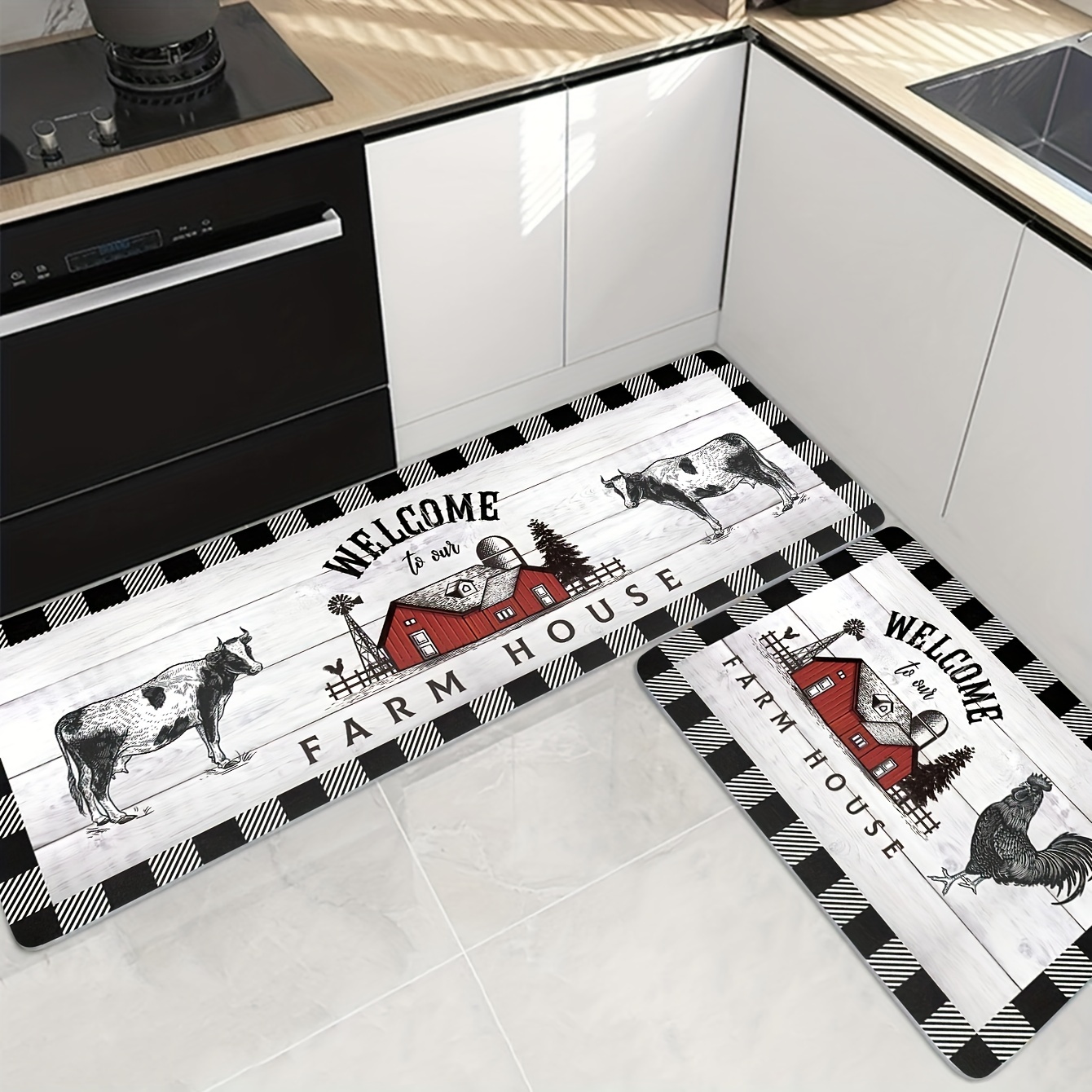 Farmhouse Kitchen Mat Non Slip Thick Kitchen Rugs And - Temu