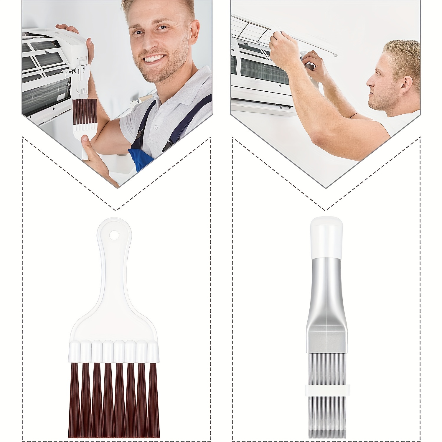 2pcs Air Conditioner Condenser Fin Cleaning Brush, Refrigerator