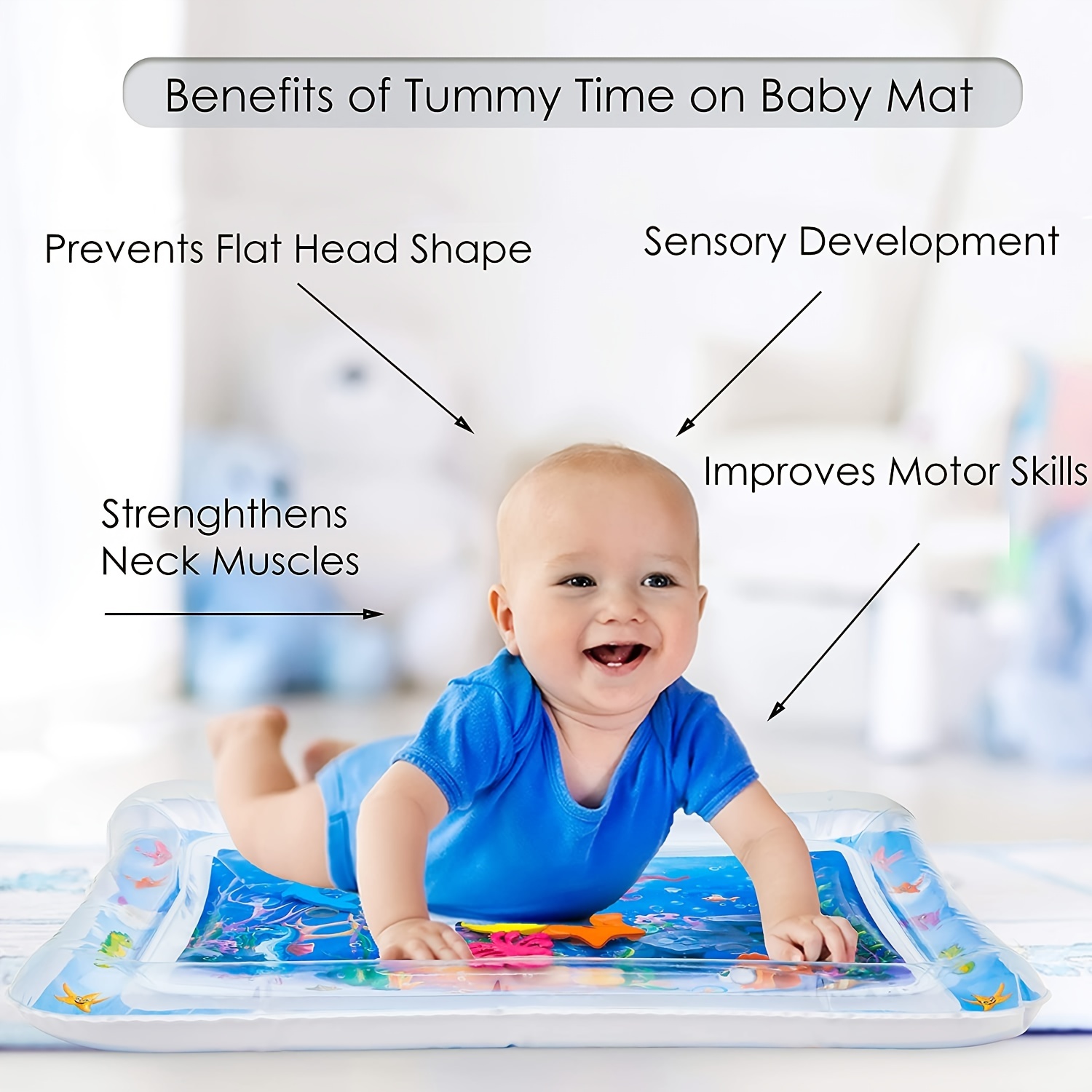 Tummy Time Water Mat Inflatable Baby Water Play Mat For Kids Perfect  Sensory Toys For Baby Early Development Activity Centers For Infants  Toddlers 3