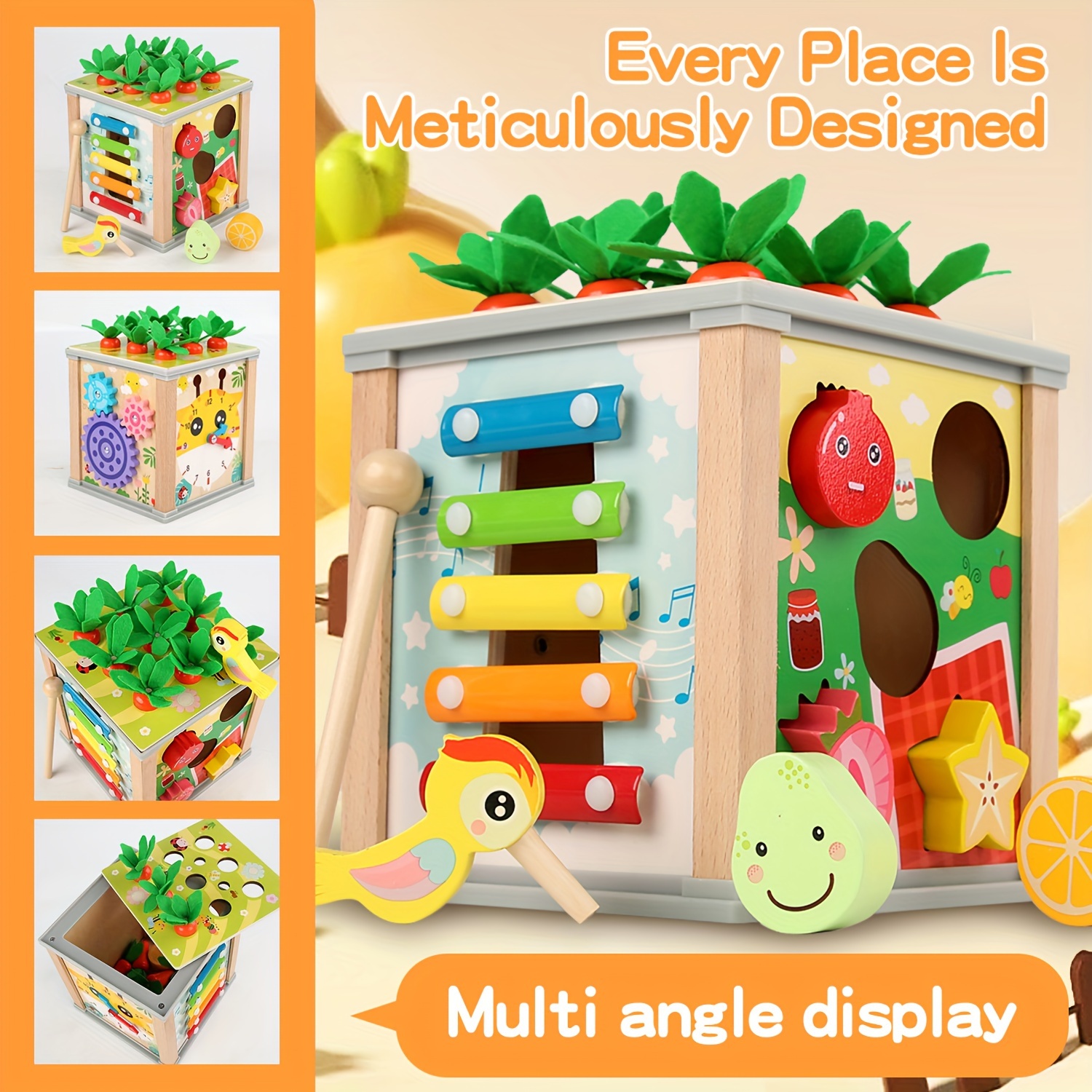 Juguetes educativos de madera: Juego de aprendizaje de cosecha de zanahoria  para niños pequeños de 2 3 4 años, juegos de memoria de clasificación de  colores de forma, regalos de desarrollo de