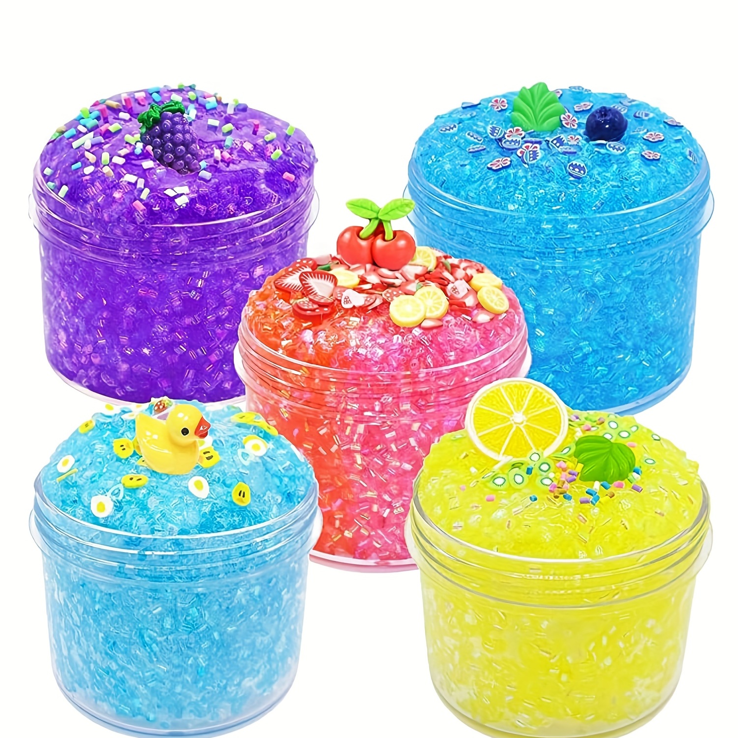5 Pack Jelly Cube Crunchy Slime， Clear Slime Kit Super Soft and Non-Sticky,  Birthday Gift Slime Party Favors for Girls and Boys