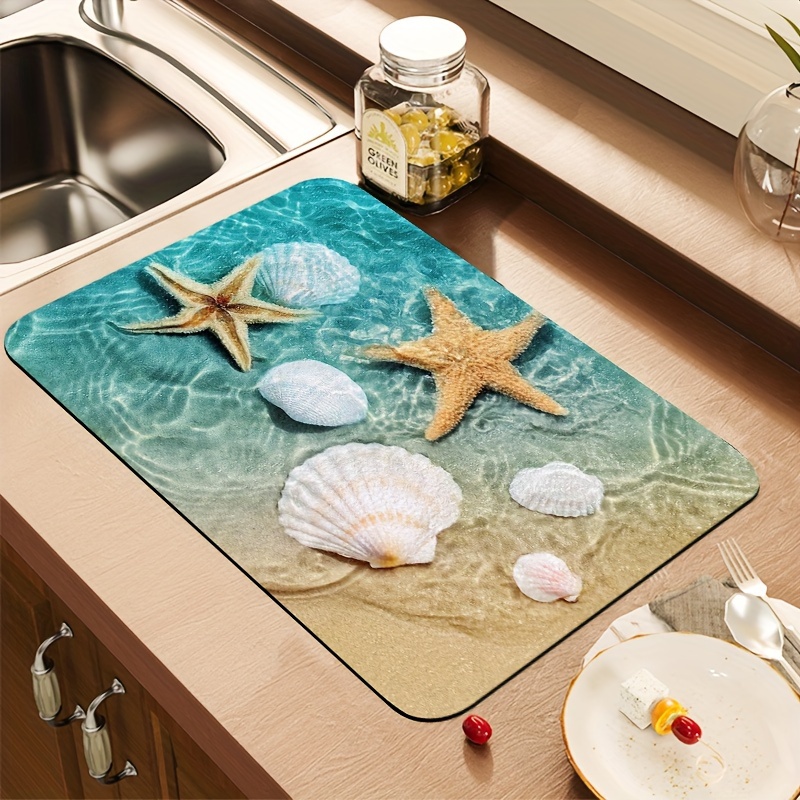 Kitchen Super Absorbent Draining Mat,2023 New Microfiber Dish Drying  Mat,Non-Slip Drain Pad Quick Dry Mat (Blue,40*50 cm)