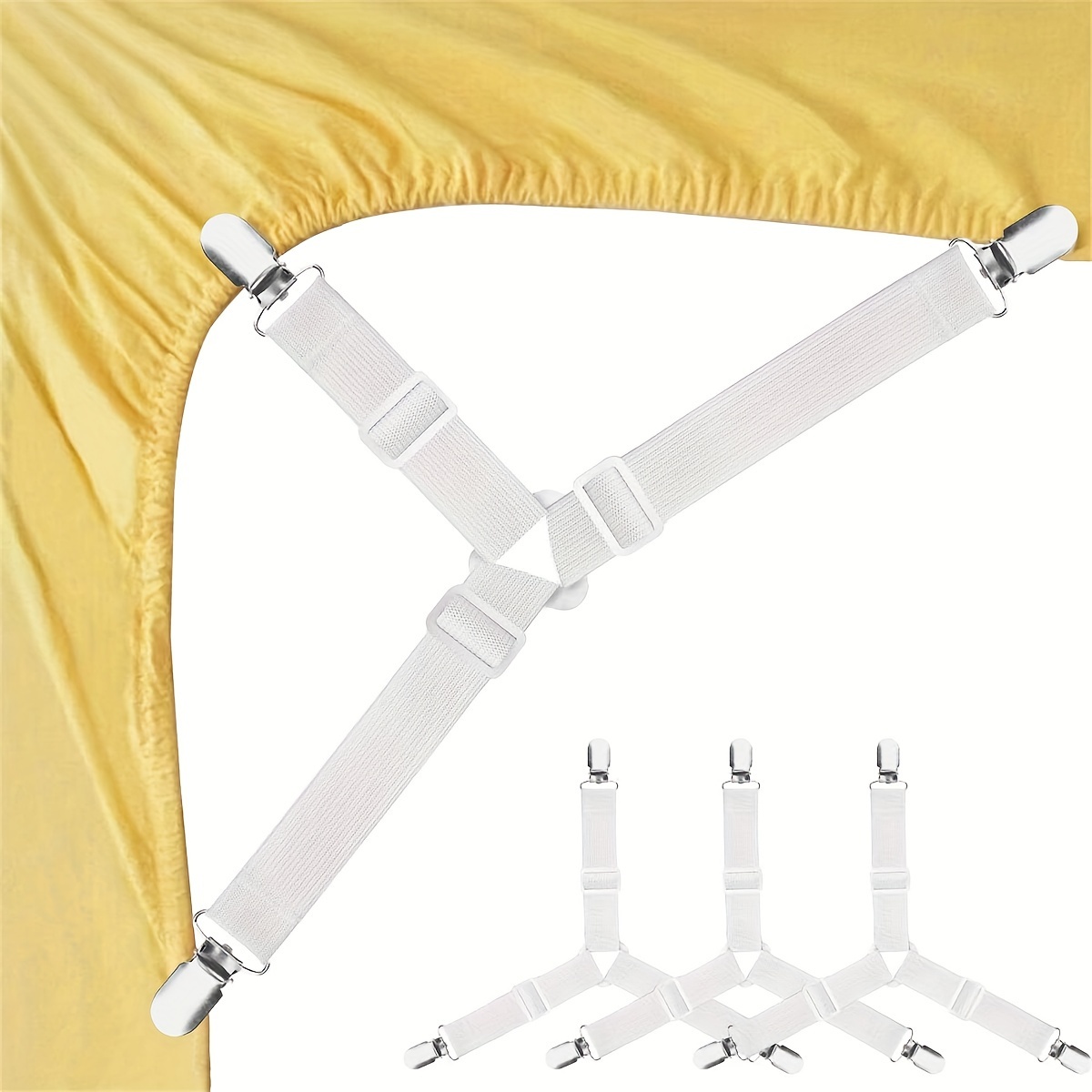 4 PCS Bed Sheet Fasteners, Adjustable Triangular Bed Sheet Holder