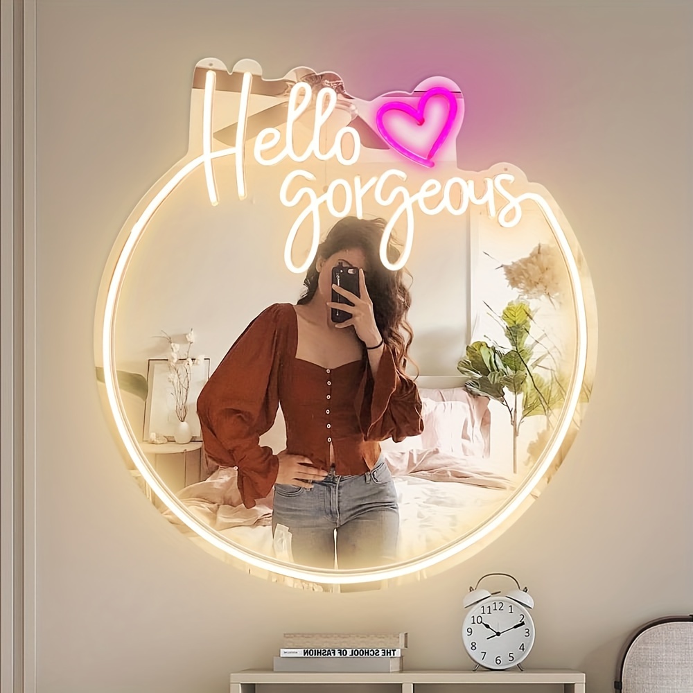 Hello Gorgeous Neon Sign Mirror Girls Christmas Gift Large Temu