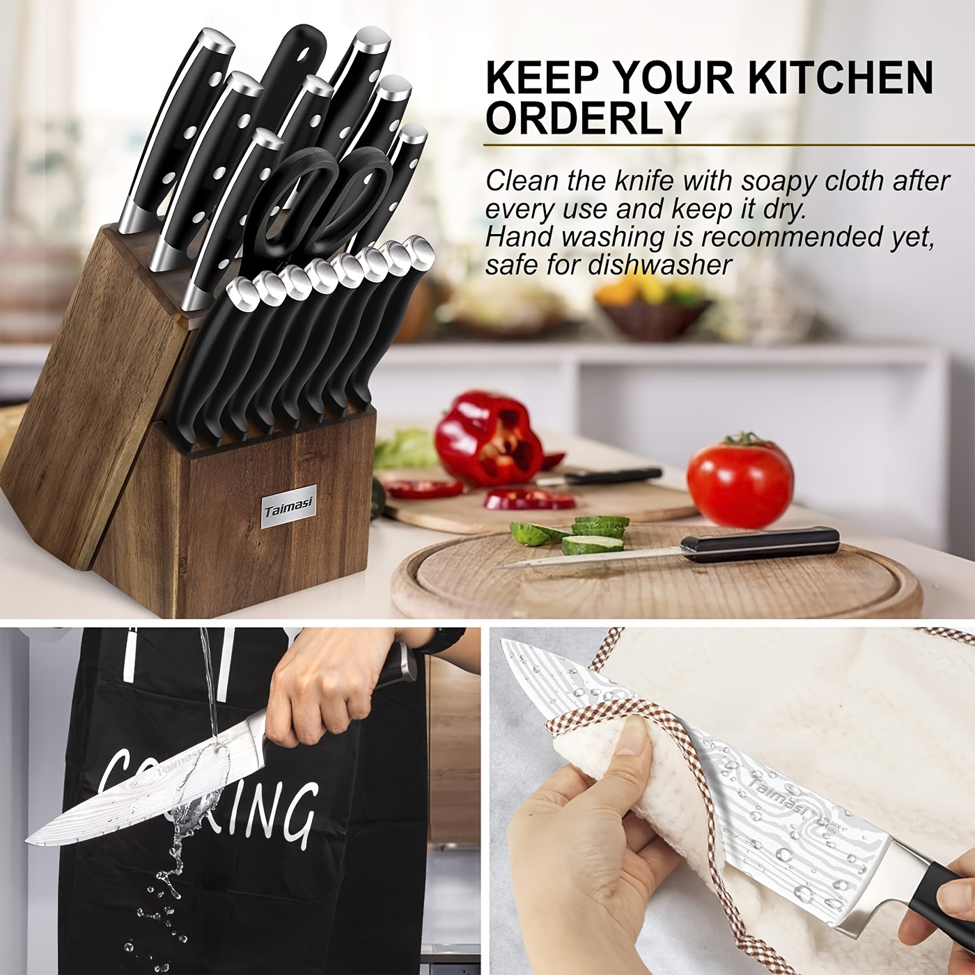 Knife Set, Kitchen Knife Set With Wooden Block, Japanese Stainless Steel Professional  Chef Knife Set, Manual Sharpening Ultra Sharp Full Tang Handle Design Knife  Block Set, Kitchen Gadgets, Cheap Items - Temu