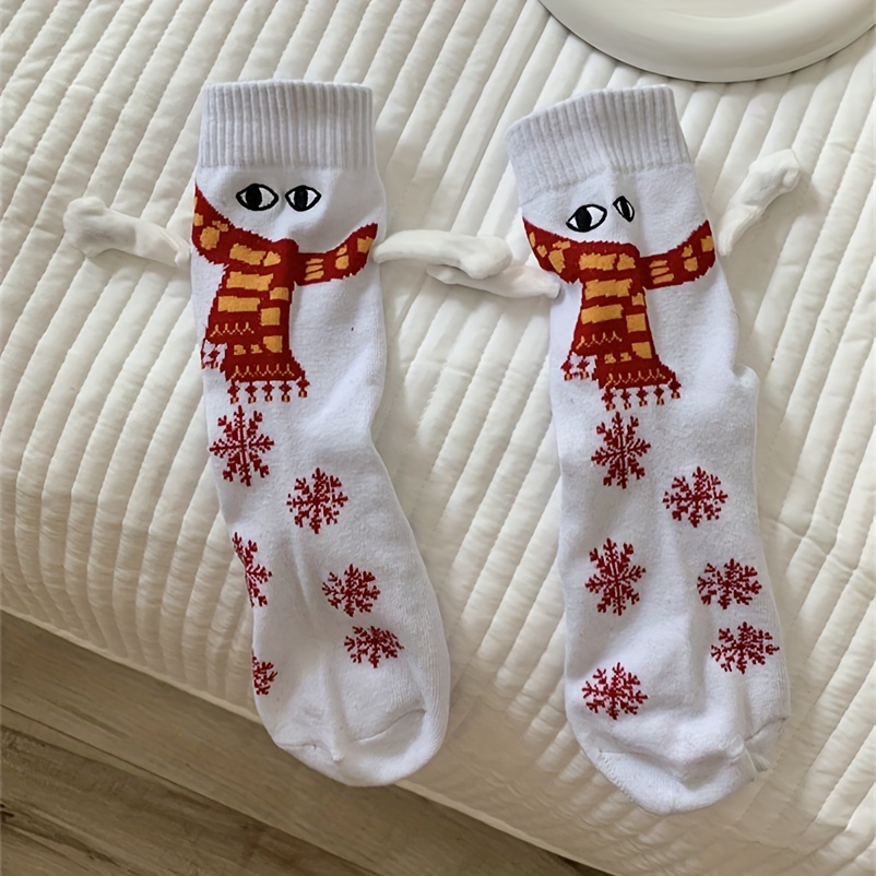 Hand In Hand Socks Cute Funny Christmas Mid Tube - Temu