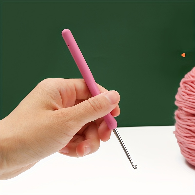 9pcs Handle Pink Crochet Hook Set Aluminum 2.5-6mm 8 Sizes Ergonomic Soft  Handle Aluminum Hooks Set DIY Crocheting Supplies